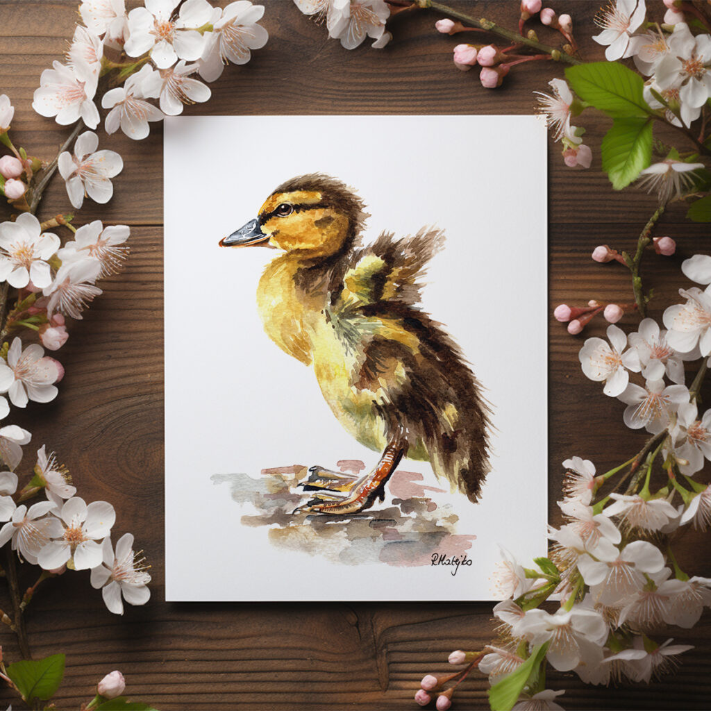 Original Duckling Watercolour Painting